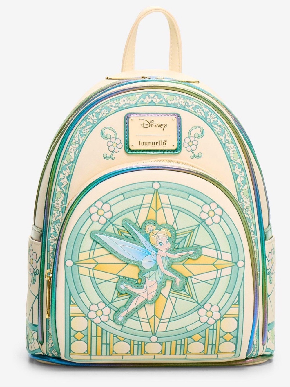 New Loungefly Disney Peter Pan Tinker Bell Iridescent Stained Glass Backpack